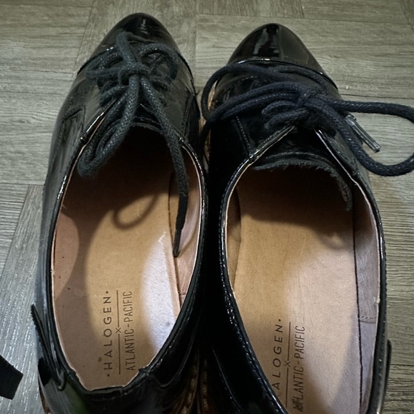 Halogen x Atlantic Pacific Black Patent Platform Oxford 7.5 pre-owned - Picture 8 of 14